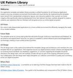 UX Pattern Library Documenation